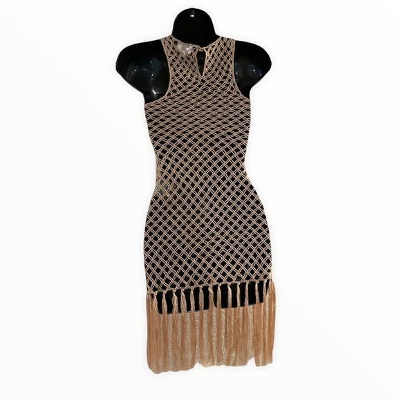 NWT! Song of Style Dani Crochet Fringe Tassle Open Knit Cover Up Sarong Dress - Picture 3 of 7